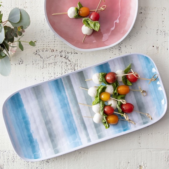 Scott Living Watercolor Stripe Tray - Oversized Blue Gray White - Home Decor NWT - Picture 1 of 5